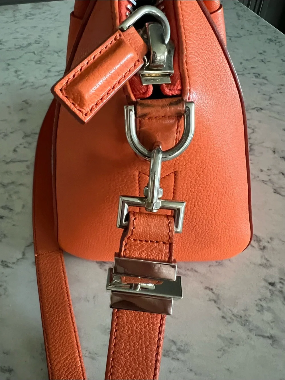 Givenchy Antigona Bag Orange Leather with Silver Hardware